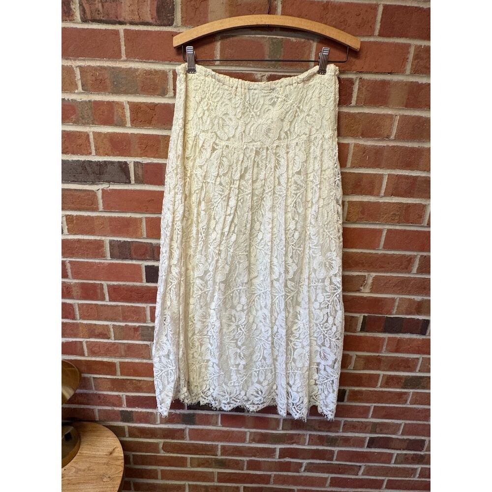 Bridal White Lace Maxi Skirt Boho Cottagecore Size 10